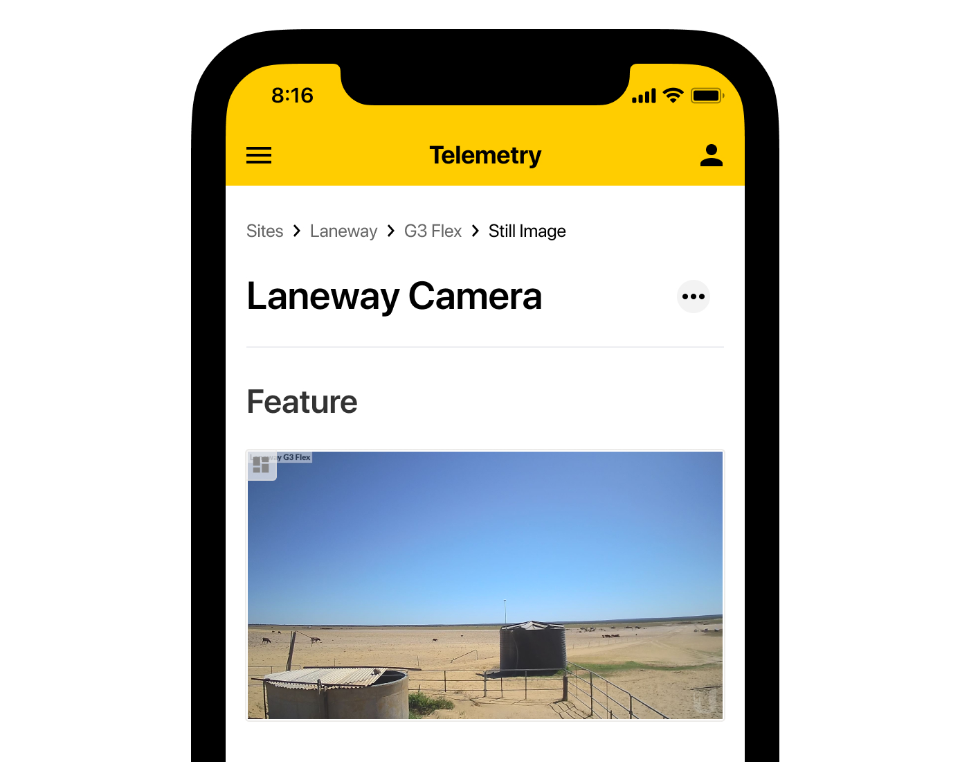 Telemetry mobile software camera capture viewing